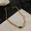 Pendant Necklaces Limited Time Promotion Unfading 18K Gold-plated Retro Emerald Creative Asymmetric Cuban Chain Necklace Women