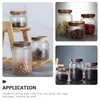 Storage Bottles Acacia Wood Glass Jar Canisters Sugar Bowl Jars Lids Kitchen Coffee Container Ground Food