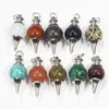 Pendant Necklaces Natural Crystal Agate Gem Orb Pendants Single Hole Energy Stone Gyro Shaped Pendulum DIY Jewelry Accessories Wholesale