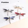 Alfileres Broches Pomlee Big Red Crystal Dragonfly Broches para mujeres Gran insecto Broche Pin Moda Vestido Abrigo Accesorios Joyería linda HKD230807