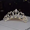 Hårklipp barn mini kronor kamkristall brud tiaras prinsessan krona för kvinnor flickor strass pärla bröllop tiara gåva