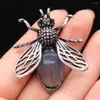 Hanger Kettingen Natuurlijke Halfedelsteen Insect Broche Pins Legering Rozenkwarts Shell Voor DIY Maken Sieraden Kleding Accessoires