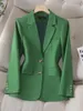 Ternos femininos vintage blazer feminino preto cáqui vermelho verde manga comprida casaco de peito único feminino negócios roupa de trabalho jaqueta formal