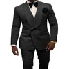 Newest Double-Breasted Black Paisley Groom Tuxedos Shawl Lapel Men Suits 2 pieces Wedding Prom Dinner Blazer Jacket Pants Tie W7263v