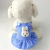 Dog Apparel Summer Cute Corduroy Blue Halter Skirt Pet Clothes Puppy Teddy Cat Fashion Style Dress Accessories Product
