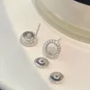 Stud High quality ladies exquisite round glass earrings sliding stone metal party birthday luxury jewelry 230804