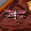 Pins Broches Morkopela Vintage Dragonfly Broche Luxe Crystal Insect Pin Broches Voor Vrouwen Party Banket Pins Clothese Accessoires HKD230807