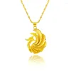 Pendant Necklaces Real 18k Yellow Gold Plated Bracelet For Women's Wedding Engagement Jewelry Charm Peacock Fashion Gifts