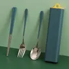 Set di stoviglie 3 pezzi / set Bacchette portatili Forchetta Cucchiaio Sushi Acciaio inossidabile Bastoncini di metallo cinesi Gadget Stoviglie Cucina