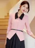 Damenanzüge Mode Französisch Rosa Patchwork Wenig Duft Mantel Frauen Frühling Herbst Temperament Weiß Irregula Gürtel Strickjacke Anzug Tops