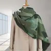 Scarves Winter Leopard Print Cashmere Scarf Women Green Warm Thick Wool Shawl for Women Scarves and Shawls Ladies Ponchos and Capes 230807