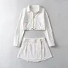 Рабочие платья Bazaleas Fashion White Woenm Suit Spring Women's Wome 2 Piece Set Toat and Skirt Crop Blazer