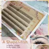 Autres Maison Jardin Faux Cils Maquillage Indivisual Lashes Extension de volume préfabriquée Grappe naturelle Longue durée Facile à appliquer Diy E Dhi2B