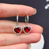 Dangle Earrings Heart Style Exquisite Red Garnet Dangling For Women Jewelry Real 925 Silver Natural Gem Girl Party Gift Birthstone