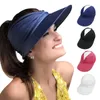 Ball Caps Women Sun Visor Summer Wide Brim Beach Hat 9 Solid Colors Elastic Size 55-59cm