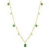 Choker 18K Gold-plated Water Drop Green Cubic Zirconia Necklace Women's Tassel CZ Stone Charm Birthday Wedding Jewelry