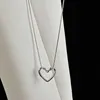 925 Sterling Silver Minimaliste Creux AMOUR Coeur Collier pour Femmes Couples Géométrique Clavicule Chaîne Parti Bijoux Cadeau L230704