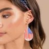 Hoopörhängen gränser American Independence Day National Flag Red and White Stripes Double Stud for Girl Chain Earring