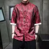 Chemises décontractées pour hommes 2023 été Style chinois hommes hauts Tang costume mode solide traditionnel à manches courtes Chine StyleDragon motif impression