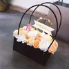 Confezione regalo 10 sacchetti di carta kraft nera pratica scatola di fiori torta di caramelle nuziali borsa portatile bomboniera per feste di compleanno