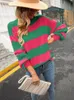 Maglioni da donna Autunno Inverno Pullover Maglione lavorato a maglia da donna Splicing Stripe Girocollo Bottoming Shirt Urban Casual Top allentato Donna Maglioni 230804