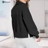 Femme Pulls à Capuche Dames Col Rabattu Sweat Ample Pullover Survêtement Couleur unie Demi Fermeture éclair Fente latérale Pour les vacances Sports de plein air