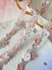 Chinese Products Yard 2.2cm Wide Pink Golden Beaded Embroidery Mesh Trim for Wedding Dress Fringe Collar Patches Applique Bra Decor Lace R230807