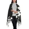 Sjaals Moderne Koeienhuid Kunstleer Sjaal Wrap Voor Vrouwen Lange Winter Warm Kwastje Sjaal Unisex Bont Textuur