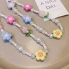 Mobiele bandjes Charms Korte polsketting Handgemaakte kralen Kleine bloemen Ronde kralenhanger Mobiele riem Universele proof Sling Vierkante hanger