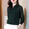 Женские блузки элегантные шифоновые рубашки в горошек для женщин с длинным рукавом отворотный офис леди модная блузка 2023 Blusas Mujer