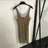 Luxury Rhinestone Mesh Vest Dresses With Sling Bottom kjolar för kvinnor Designer Sexig klänning Party Nightclub kjolkläder