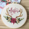 Chinese Products Merry Christmas Flower Embroidery Cross Stitch Materials Cotton Handwork Needlework Embroidery Stitches R230807