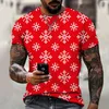 Mannen T-shirts Straat T-shirts Kerst Patroon Outfit Korte Mouw Mode O Hals Tops Oversized Harajuku 3D Afdrukken T-shirt