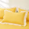 Pillow Case 48x74CM INS Cotton Lotus Leaf Lace Solid Color Pillowcase Princess Liner Cover Home Decor Ruffle Pillowcases 230807