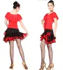 Traje de palco Chiffon Flamengo Dança Feminina Terno Latino Lantejoulas Traje Barriga Babado Borlas Esportivas Roupa Feminina Vestido Linha Prática