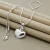 Lovely cute 925 Sterling Silver Solid Heart Necklace 1830 Inches Snake Chain For Women Wedding Charm Fashion Jewelry party L230704