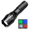 Högkvalitativ RGB Multicolor LED Zoom Tactical ficklampa Aluminium Teleskop Zoom Fyrafärgsfylldfyllning Ljuslampor