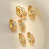 Hoop Earrings Glamorous French Chic For Women Grils Gold Color With Cubic Zirconia Dating Wedding Jewelry