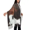 Scarves Scottish Highland Cow Cowhide Texture Tassel Scarf Women Soft Animal Hide Leather Shawl Wrap Female Winter