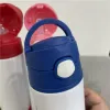Großhandel Sublimationsrohlinge Kinderwasserflasche 12 OZ Weißer, gerader, schmaler Tumbler Schnabelbecher mit Pop-Deckel LL