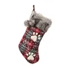 Christmas Decorations Plaid Plush Stockings Reusable Decorative Party Festive Decor SP99