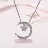 Recién llegado, collares con colgante de eslabones de cadena de cuentos de Luna y estrellas de plata de ley 925 para mujer, joyería de boda de cristal fino L230704