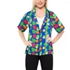 Kadın bluzları Yaz Kadın Düğmesi Aşağı Üstler 3D Baskılı Günlük Bayanlar Kısa Kollu Gömlek Güzel T-Shirt Tees