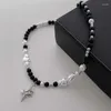 Choker Star Pendant Pearl Beaded Necklace for Women Trendy Hip- Cool Style Fashion Men och Y2K Accessories