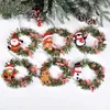 Decorative Flowers 15cm Christmas Wreath Door Window Garland Hanging Oranments Santa Claus Artificial Rattan Merry Home Decoration