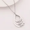 Personalized Family Necklaces Customized Engraved 3 Names Water Drop Pendant stainless steel Necklace Jewelry Gift for Mom L230704