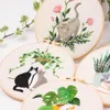 Produtos de estilo chinês diy gato bordado starter com aros de bordado linhas agulhas kits de ponto cruz para iniciantes agulha artes artesanato