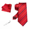 Neck Ties EASTEPIC 8 cm Red Green Striped Neckties for Men in Suits Men s Tie Set Shiny Clip Quality Hanky Business Occasion Wedding Party 230807