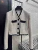 Women's Jackets Designer Early Autumn 2023 New Celebrity Temperament Contrast Color Tweed Tassel Long Sleeve Short Coat FXZN