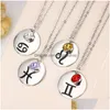 Colares com Pingente Moda 12 Zodiac Lucky Birthstone Aniversário Jóias Gemas de Cristal de Alta Qualidade Constelações Para Mulheres Luxo Drop De Dhjdq